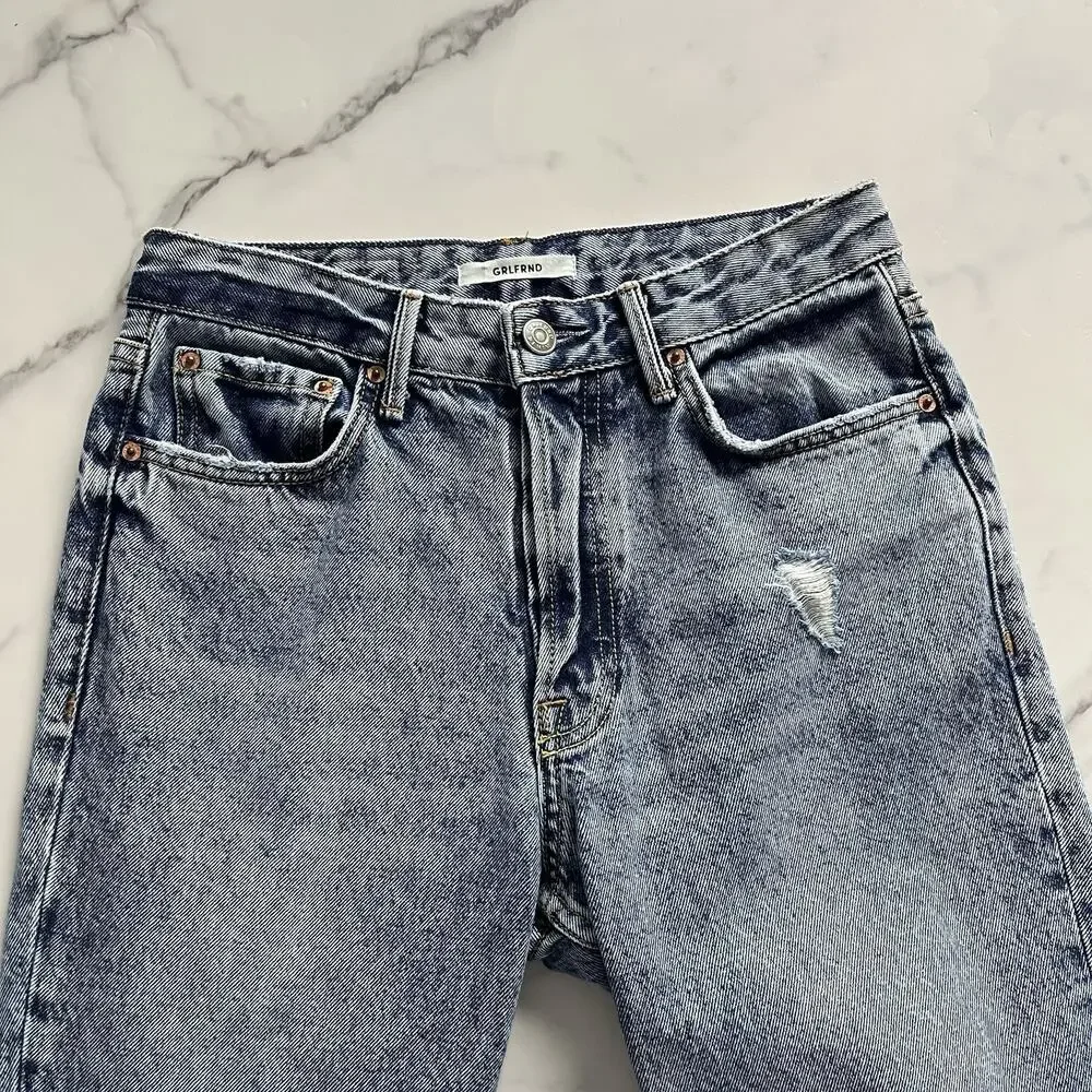 GRLFRND Karolina Crop Jeans Size 25 Days like this Acid Wash High Rise Lux Denim